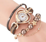 Circle Ladies Pearl Bracelet Watch Fashion Love Diamond Digital Ladies Watch-7