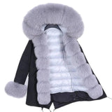 Coat Fur With Detachable Inner Liner Placket-Blackgreygrey-5