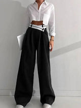 Commuter Color Suit Pants Women's Casual Drape Mop Pants-4