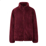 Coral fleece jacket-Wine red-8