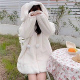 Cute Ears Hooded Padded Lamb Wool Coat-Black-4