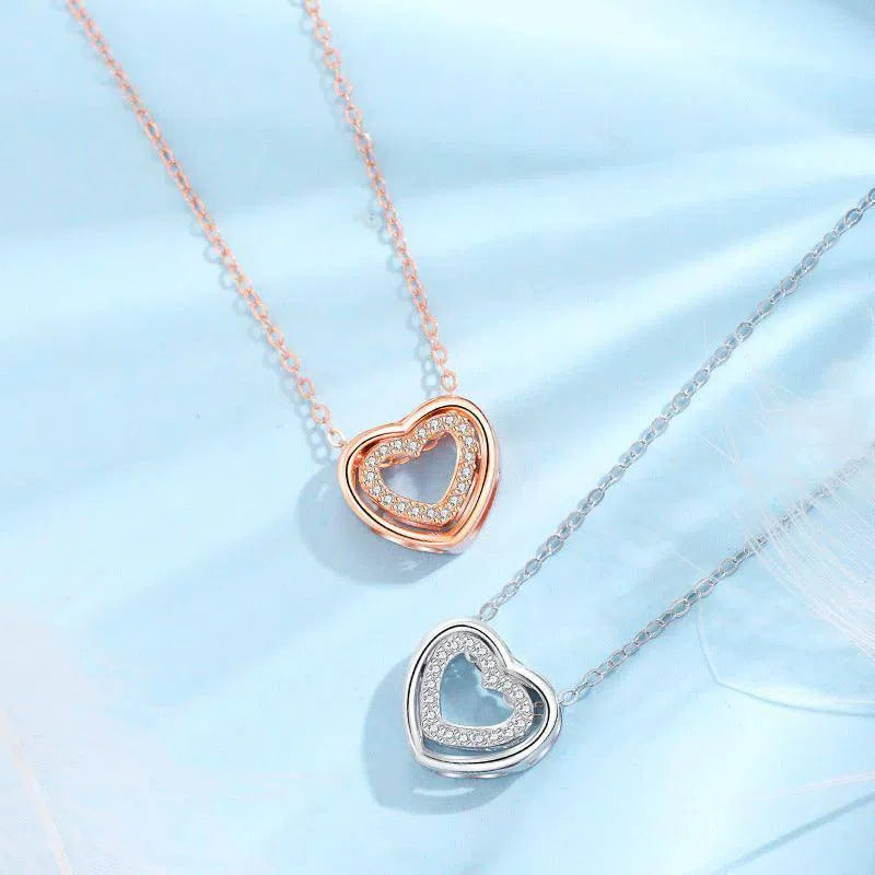 S925 Sterling Silver Heart To Heart Pendant Necklace-1