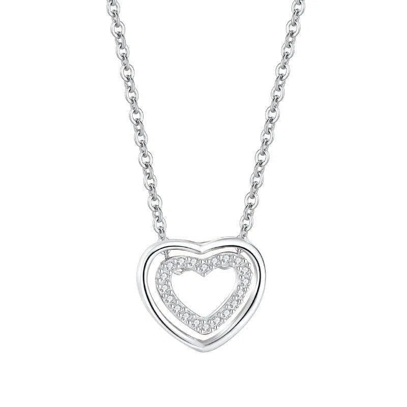 S925 Sterling Silver Heart To Heart Pendant Necklace-4