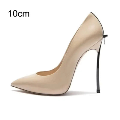 Women Pumps Pointed Toe Bowtie Thin High Heels-Beige-3