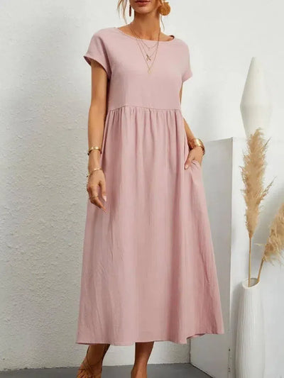 Elegant Sage Green Midi Dress - Lightweight & Timeless-Pink-10