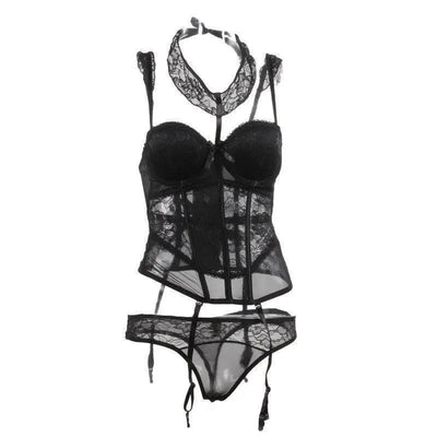 Lace-Detailed Shapewear Set-Black-3