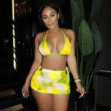 European And American Bikini Tethered Two-piece-Yellow-2