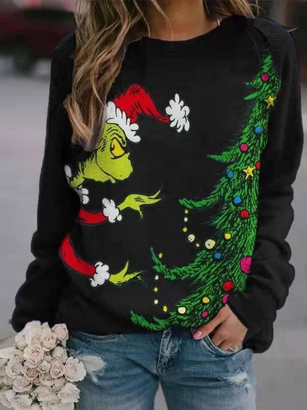 European And American Christmas Hot Fleece Sweater-Black-2