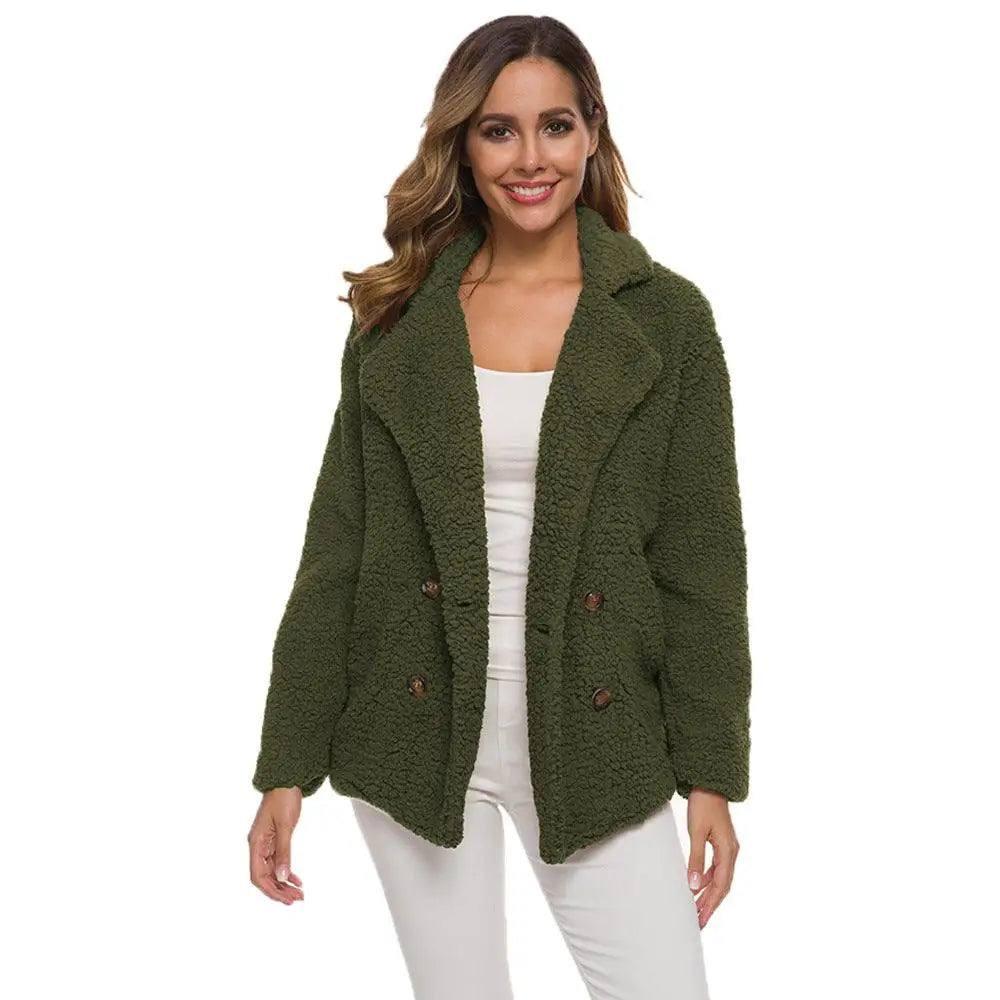 European And American Lamb Fleece Thickened Women's Sweater-Green-6