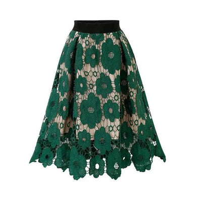 European And American Style Lace Skirt-Green-4