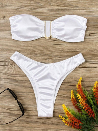 European And American New Swimsuit U-shaped V Iron Swimsuit Ladies-White-12