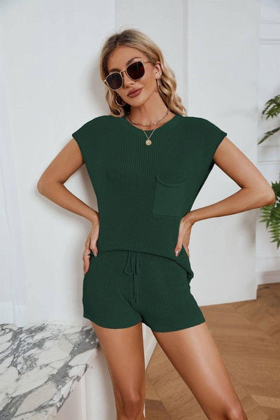 Chic Loose Leisure Suit for Stylish Cameo Outfits-Green-9