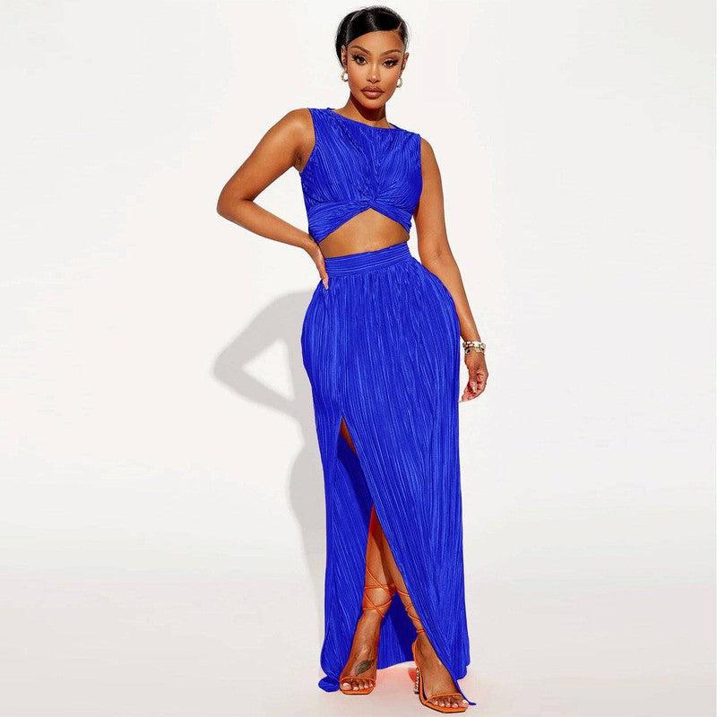 European And American Women's Clothing Slit Dress Two-piece-8