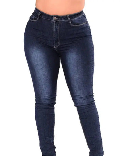 Extra large size fashion high elastic denim pants women-XL-2