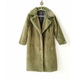 Fashion High Quality Velvet Fur Long Coat Women-Green-9