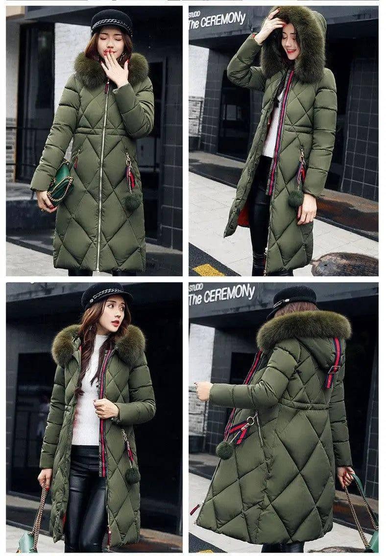 Fashionable Women's Over-the-knee Long Fur Collar Quilted-3