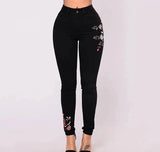 LOVEMI - foreign trade black hole embroidered stretch cowboy