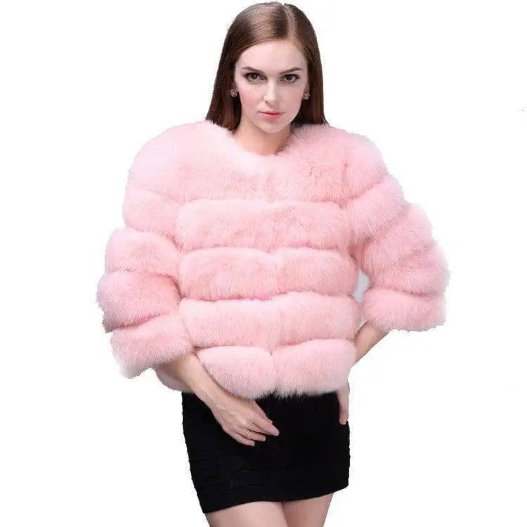 Fur Coat Women's Fox Fur Cropped Slim Fit-6