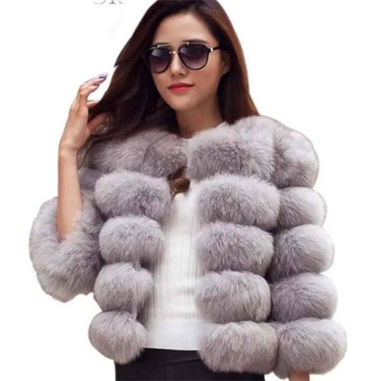 Fur Coat Women's Fox Fur Cropped Slim Fit-7