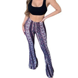 High Elastic Tight Women's Pants Slim Print Trousers-2