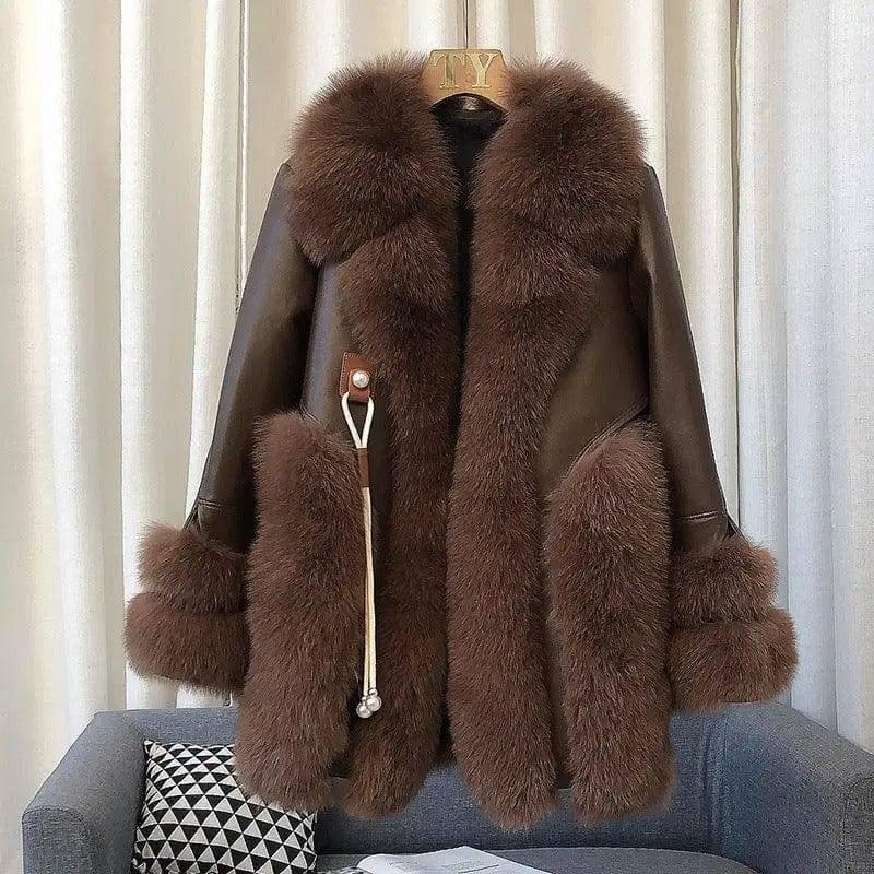 High-end Imported Whole Skin Fox Fur Coat Female-12