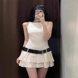 High-grade Sleeveless Vest Dress Women's Belt-1