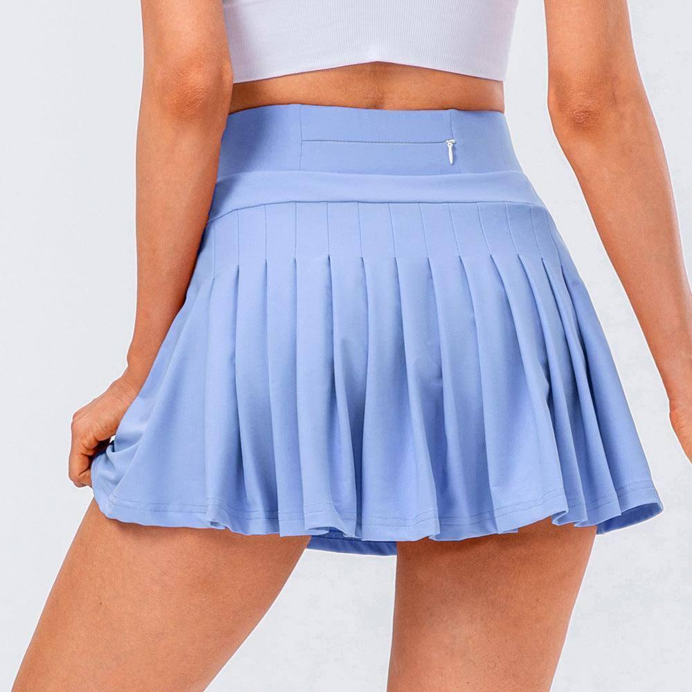 High Quality Tennis Skirt With Zipped Pocket Women Pleated-Periwinkle blue-11