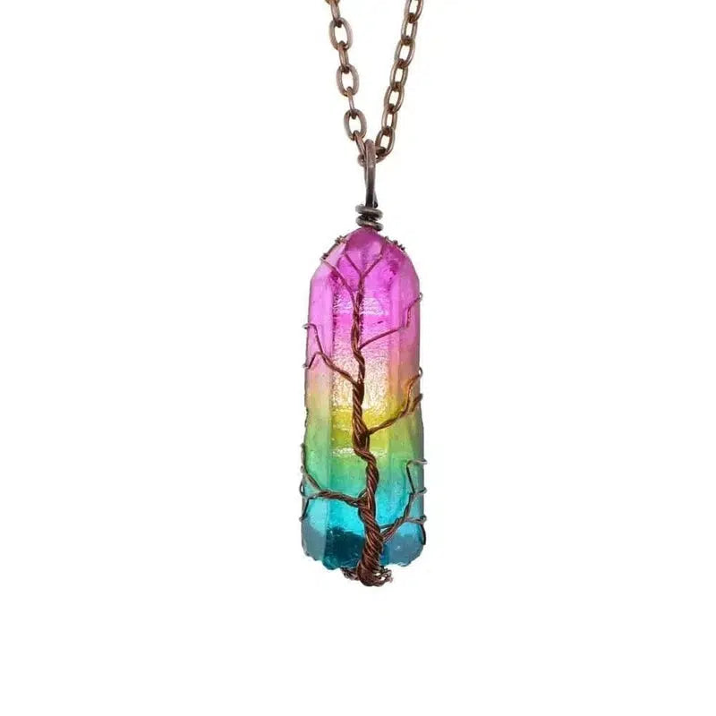 Hot Selling Stone Crystal Pillar Tree Of Life Pendant In-3