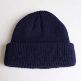 Knitted Woolen Cap Men And Women Melon Leather Cap-NavyBlue-4