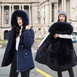 Korean women's cotton coat-Darkblue-2