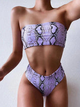 Ladies Printed Bikini Swimsuit Split Swimsuit Set-1Purple-14