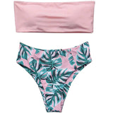 Ladies Printed Bikini Swimsuit Split Swimsuit Set-Pink-17