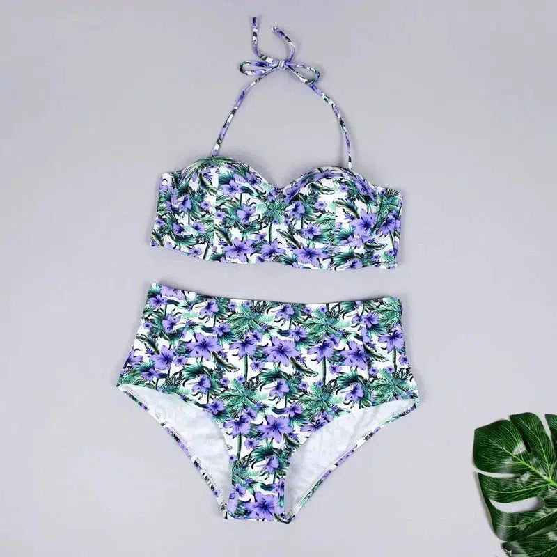 Ladies Swimsuit Fashion Print Ladies Split Swimsuit-C-4