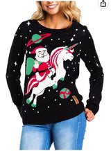 Loose Round Neck Pullover Christmas Sweater Loose Cartoon-Black-3