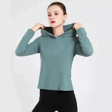 Women's Fitted Hoodie with Cowl Neck-Blue-2