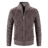 Autumn & Winter Men Sweater Jackets Cross-Line Zipper Slim-Brown-3