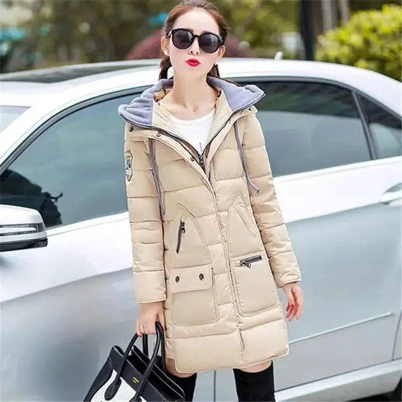 autumn and winter new Korean version of the wild cotton coat-Beige-3