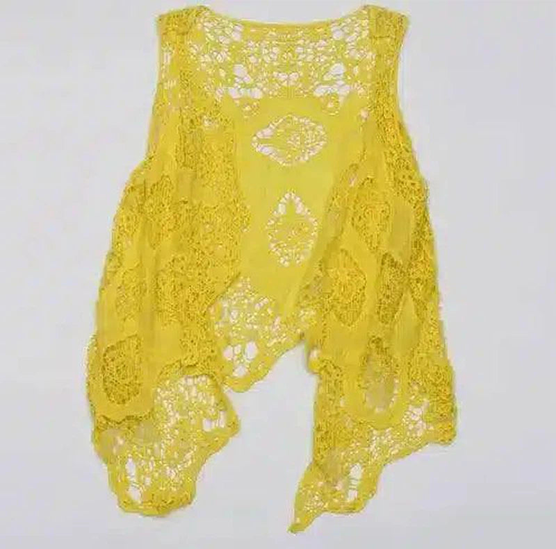 Bohemian crochet lace cardigan-yellow-9