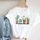 Floral Potted Plants Printed T-Shirt for Casual Wear-5style-6