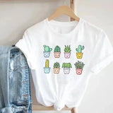 Floral Potted Plants Printed T-Shirt for Casual Wear-6style-7