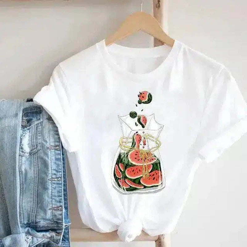 Floral Potted Plants Printed T-Shirt for Casual Wear-7style-9