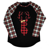 Reindeer Graphic Long Sleeve Casual Top-Black-1