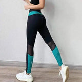 Colorblock fitness pants stretch-Black green-1