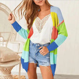 LOVEMI - Lovemi - Colorful rainbow stitching cardigan