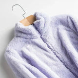 Cozy Coral Fleece Jacket for Ultimate Comfort-Purple-8