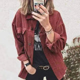 LOVEMI - Lovemi - Corduroy Jacket Shirt Lapel Long Sleeve Loose