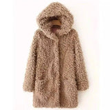 LOVEMI - Lovemi - Double pocket lamb wool hooded long sleeve