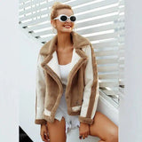 European and American fashion contrast color stitching fur-1