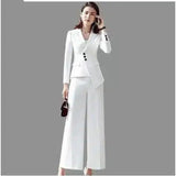 Elegant Formal Pants for Women - 3 Piece Suit-White wid leg pants-4