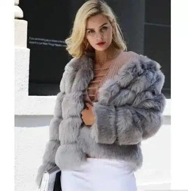 LOVEMI - Lovemi - fur imitation fur coat women's short long-sleeved